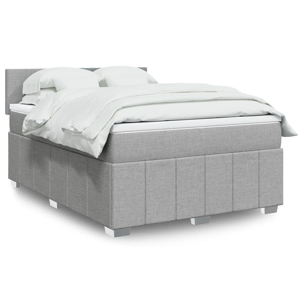 vidaXL Boxspring posteľ s matracom bledosivý 140x190 cm látka