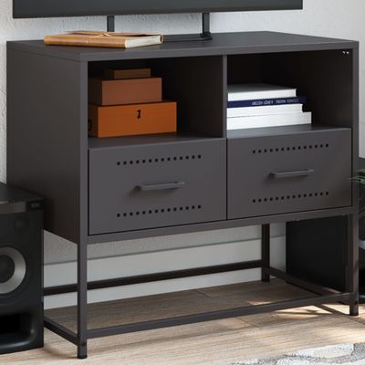 vidaXL TV skrinka čierna 68x39x60,5 cm oceľ