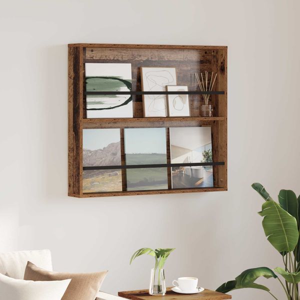vidaXL Regál na časopisy Staré drevo 80 x 12 x 70 cm Kompozitné drevo