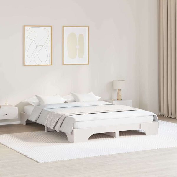 vidaXL Rám postele Biela 150 x 200 cm Masívne borovicové drevo