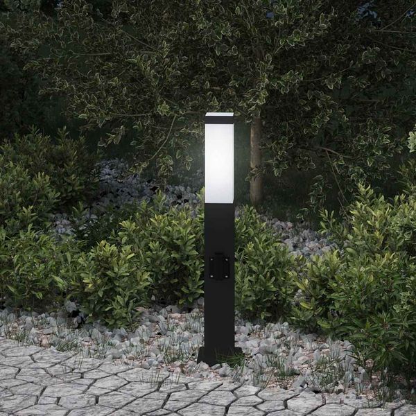 vidaXL Stĺpikové svietidlo so zásuvkou 50 cm čierne IP44