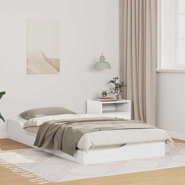 vidaXL Rám postele Biela 75 x 190 cm Masívne borovicové drevo