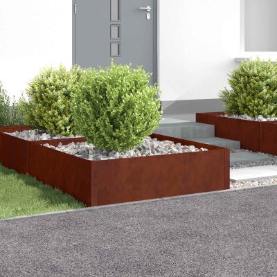 vidaXL Obrubník trávnika 4 ks 100 x 100 x 35 cm Oceľ Hrdzavý