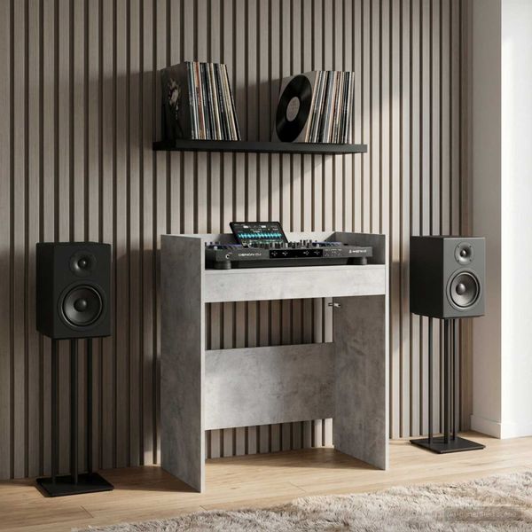 vidaXL DJ stôl Betónovo sivá 102 x 45 x 102 cm Kompozitné drevo