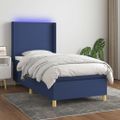 vidaXL Posteľ boxsping s matracom a LED modrá 90x190 cm látka
