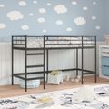 vidaXL Rám poschodovej postele pre deti Čierna 90 x 190 cm Oceľ