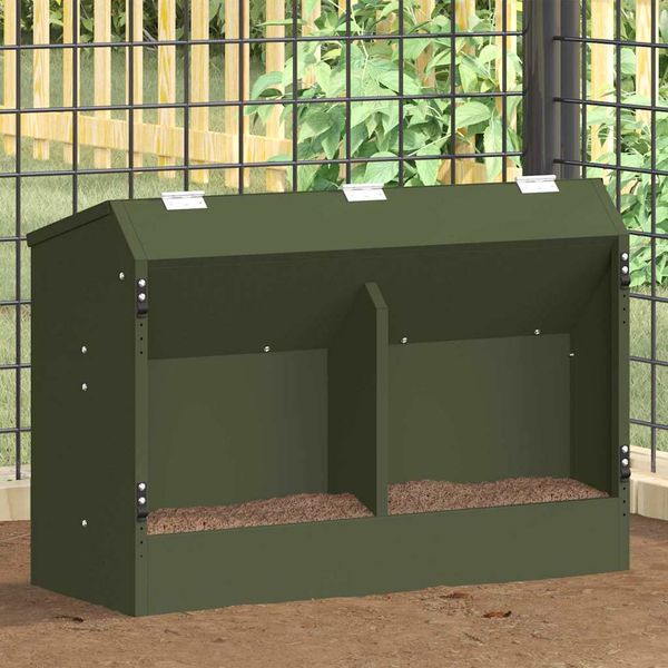 vidaXL Kŕmidlo pre králiky Olivová zelená 64.5 x 25.5 x 45.5 cm