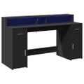 vidaXL Stôl s LED svetlami čierny 160x55x91 cm kompozitné drevo