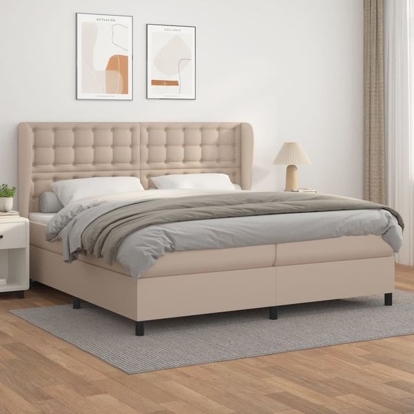 vidaXL Boxspring posteľ s matracom kapučínová 200x200 cm umelá koža