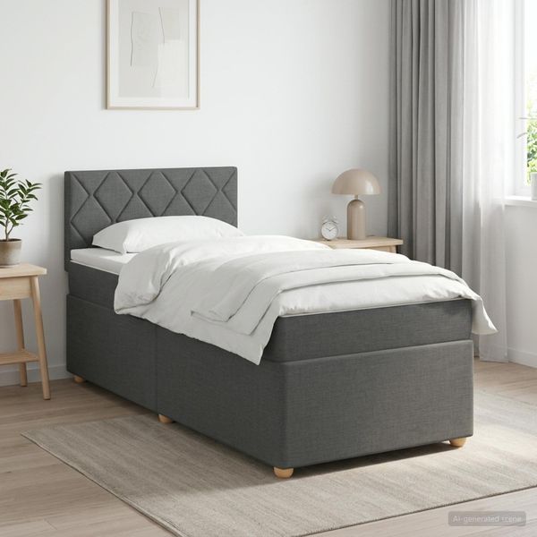 vidaXL Posteľ boxspring s matracom Tmavosivá 100 x 200 cm Látka