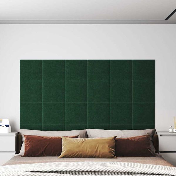 vidaXL Nástenné panely 12 ks tmavozelené 30x30 cm látkové 1,08 m²