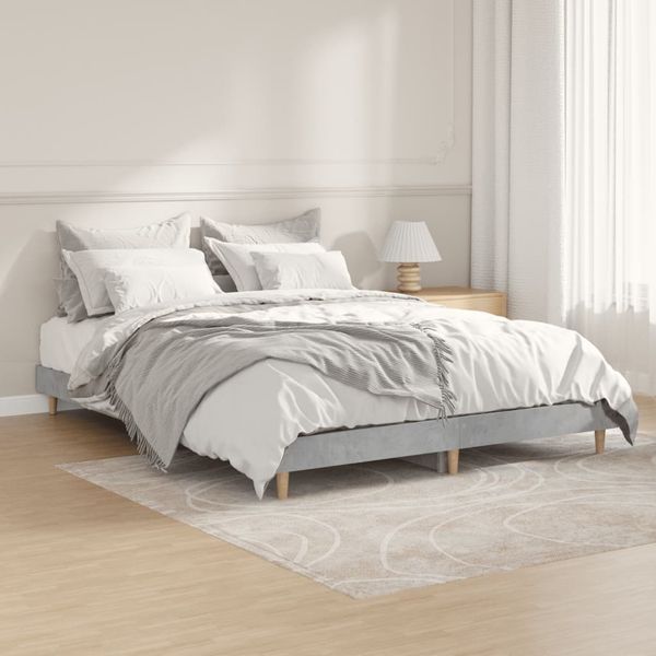 vidaXL Posteľný rám betónový sivý 135x190 cm kompozitné drevo