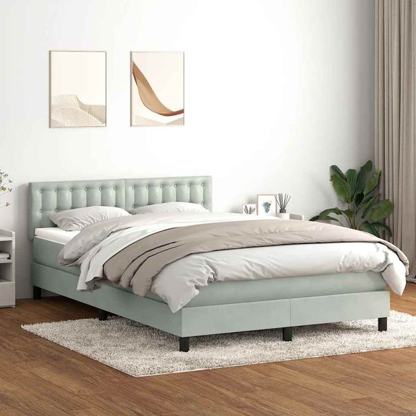 vidaXL Box Spring Posteľ s matracom Svetlosivá 140x220 cm Zamat