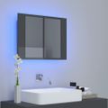 vidaXL LED kúpeľňová zrkadlová skrinka lesklá sivá 60x12x45 cm akryl