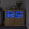 vidaXL Príručné skrinky s LED svetlami 2ks dub sonoma kompozitné drevo