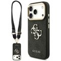 Guess Case 4G PU Leather Case Big 4G And Classic Logo With Big 4G PU Nylon Strap And Metal Camera And Buttons For iPhone 17 Pro Black