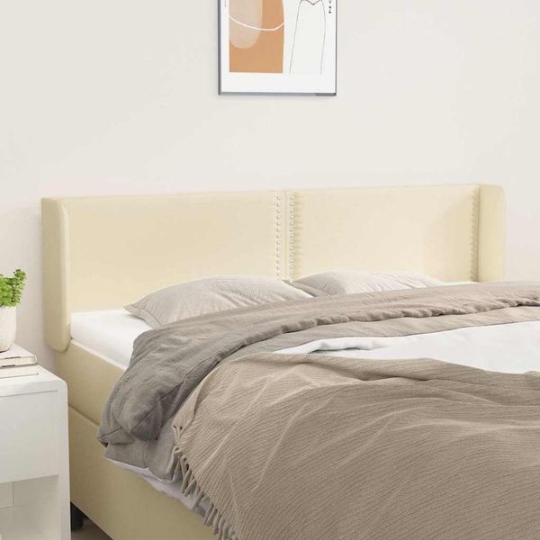 vidaXL Čelo postele so záhybmi krémový 147x16x78/88 cm umelá koža