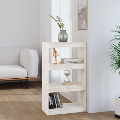 vidaXL Knižnica/deliaca stena biela 60x30x103,5 cm masívna borovica