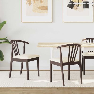 vidaXL Jedálenská stolička 2 pcs Svetlohnedá a svetlá Masívny gumovník