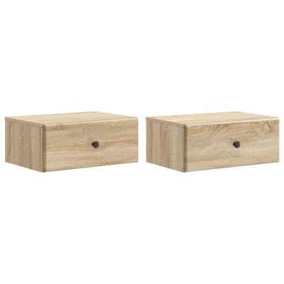 vidaXL Nástenná nočná skrinka 2 pcs Dub sonoma 49 x 34,5 x 20 cm