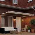 vidaXL Ručný rám markízy s LED Béžová a biela 4 × 3,5 m