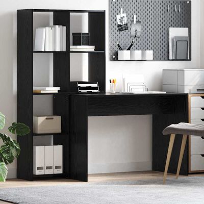 vidaXL Stôl s poličkou Čierny dub 138,5 x 55 x 143 cm Kompozitné drevo