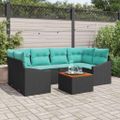 vidaXL Súprava záhradných pohoviek 7 ks Čierna polyratan