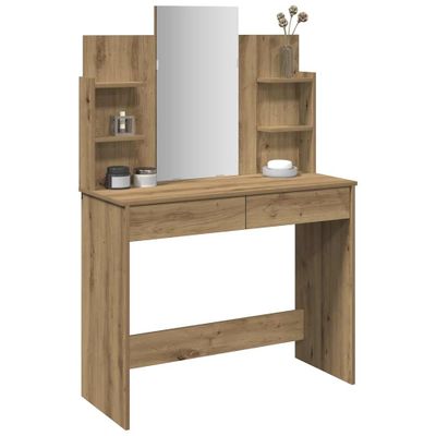 vidaXL toaletný stolík so zrkadlom Artisan Dub 96x39x142 cm