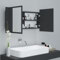 vidaXL LED kúpeľňová zrkadlová skrinka sivá 90x12x45 cm akryl