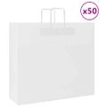 vidaXL Papierové tašky 50 ks s rúčkami, biele, 54x15x49 cm