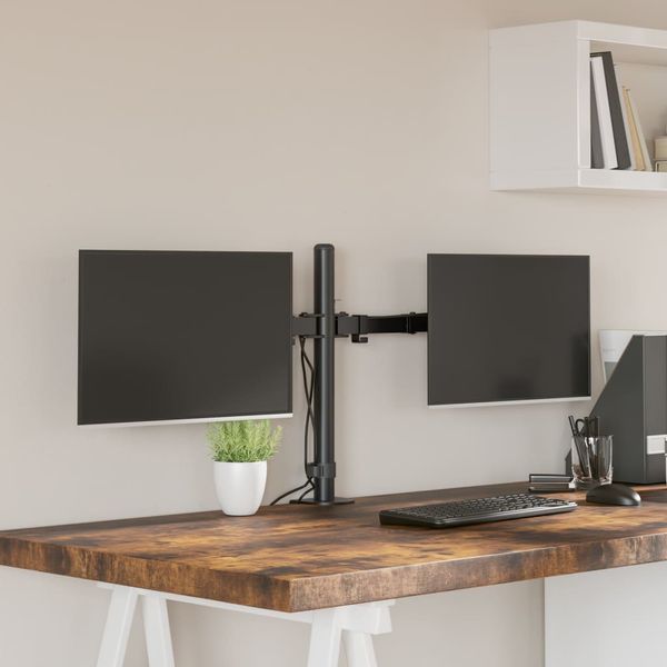 vidaXL Držiak na dva monitory čierny oceľový VESA 75/100 mm