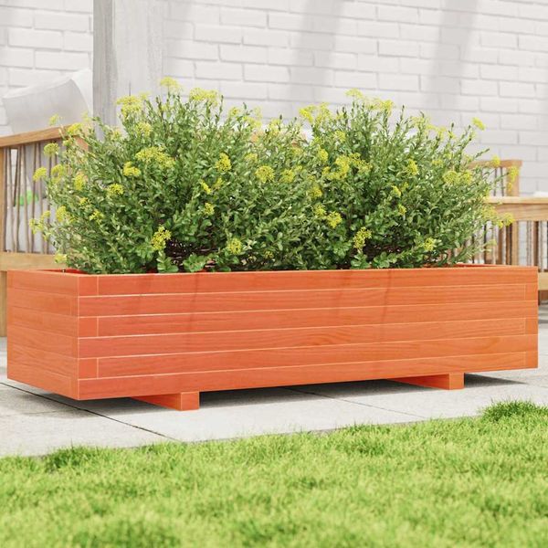 vidaXL Záhradný kvetináč voskovohnedý 110x40x26,5 cm masívna borovica