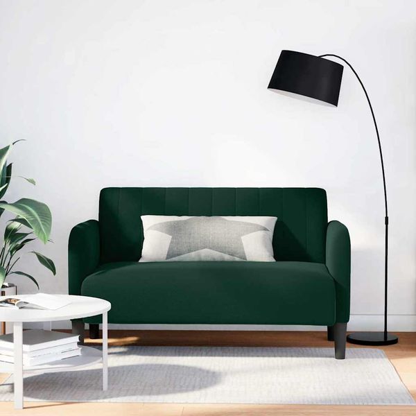 vidaXL Dvojpohovka tmavozelená 109 cm zamatová