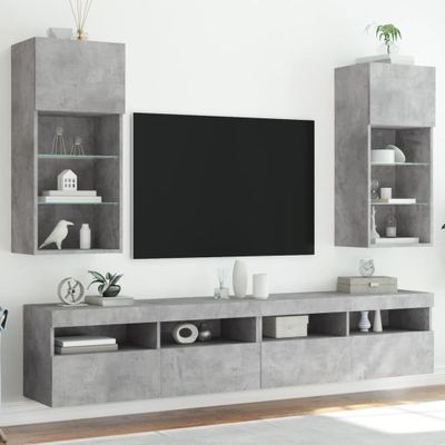 vidaXL TV skrinky s LED svetlami 2 ks betónovo sivé 40,5x30x90 cm