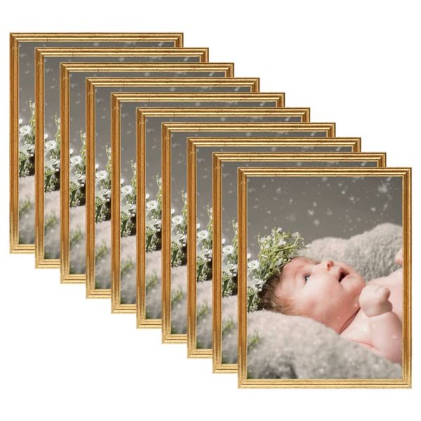 vidaXL Fotorámiky na stôl, koláž 10 ks, zlaté 20x25 cm, MDF