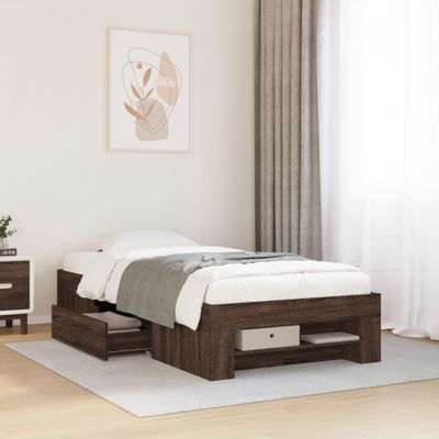 vidaXL Posteľný rám bez matraca hnedý dub 75x190 cm kompozitné drevo