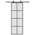 vidaXL Posuvné dvere s kovaním čierne 76x205 cm ESG sklo