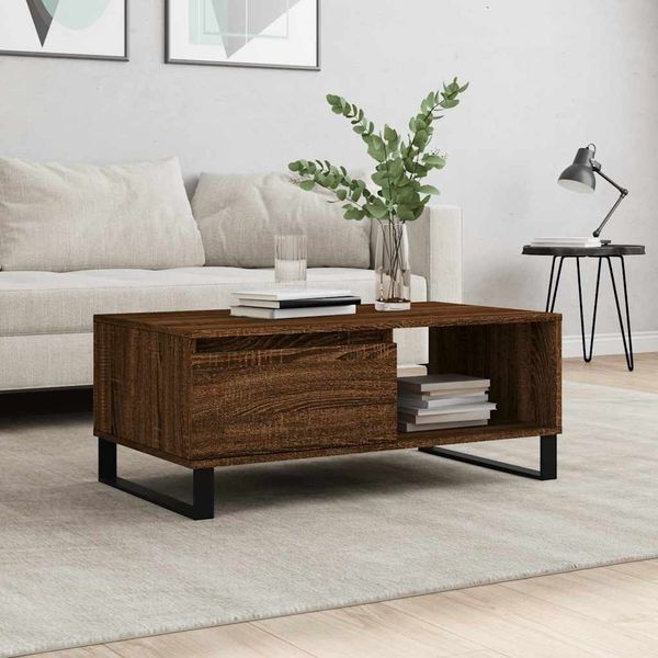 vidaXL Konferenčný stolík hnedý dub 90x50x36,5 cm spracované drevo