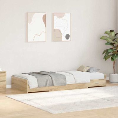 vidaXL Rám postele so zásuvkou Sonoma dub 90 x 200 cm Kompozitné drevo