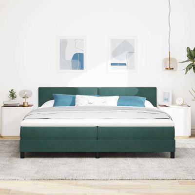 vidaXL Posteľ s pružinovým rámom Tmavozelená 200 x 200 cm Zamat