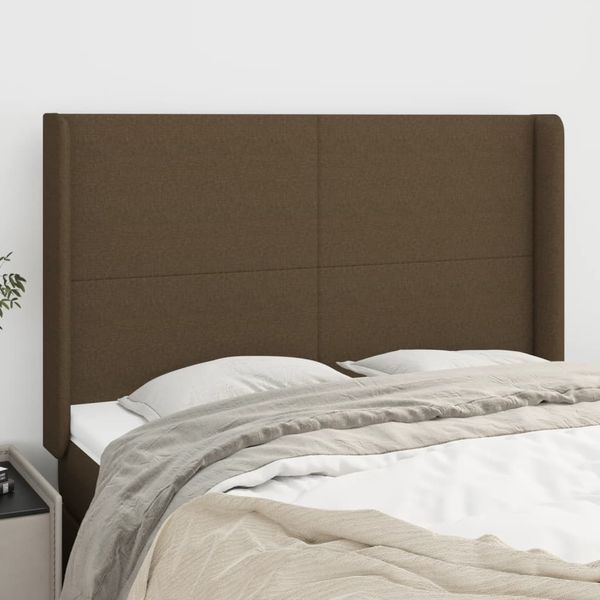 vidaXL Čelo postele so záhybmi tmavohnedé 147x16x118/128 cm látka