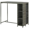 vidaXL Barový stolík s úložným regálom sivý 120x60x110 cm polyratan