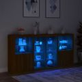 vidaXL Komoda s LED svetlami hnedý dub 202x37x100 cm