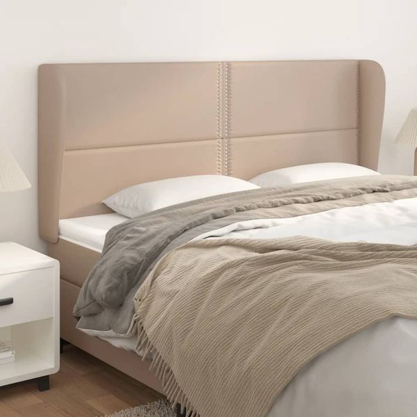 vidaXL Čelo postele so záhybmi kapučínové 203x23x118/128 cm umelá koža