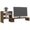 vidaXL Stojan na monitor medovo-hnedý 81x20x30 cm masívna borovica