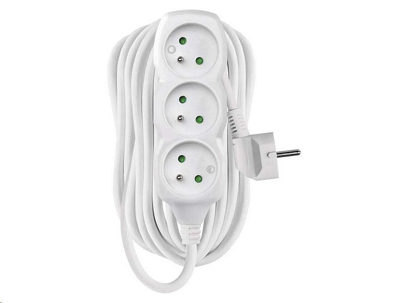 Prodlužovací kabel EMOS P0310R / 10 m / 3 zásuvky / bílý / PVC / 1,5 mm2