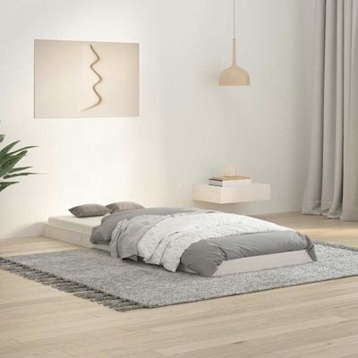 vidaXL Rám postele biely 75x190 cm malé jednolôžko masívna borovica