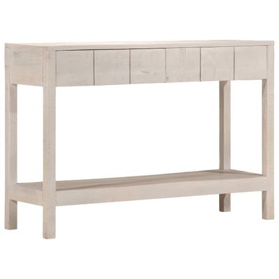 vidaXL Konzolový stolík biely 110x35x75 cm mangovníkový masív