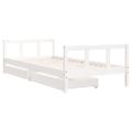 vidaXL Rám detskej postele so zásuvkami biely 90x200 cm mas. borovica