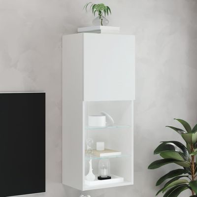 vidaXL TV skrinka s LED svetlami biela 40,5x30x102 cm